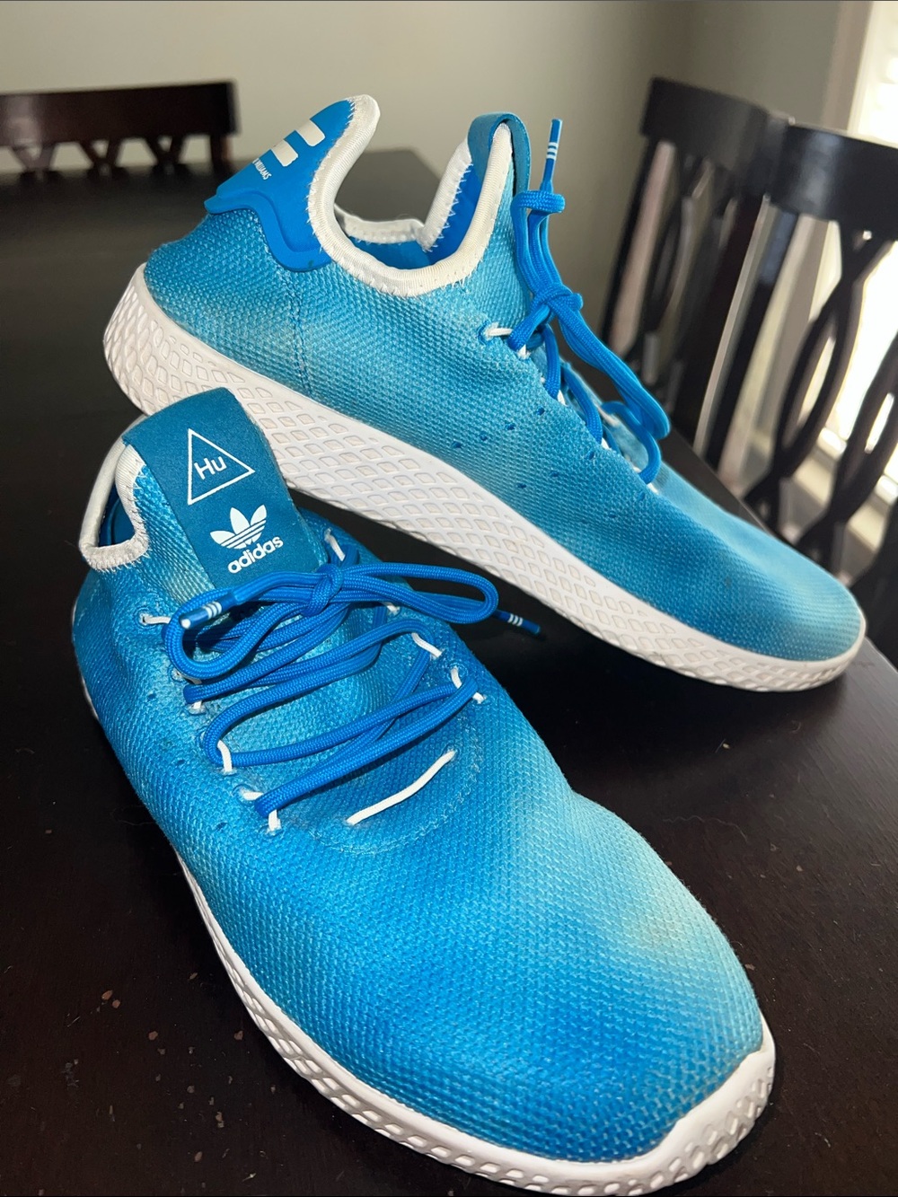 adidas Blue Knit Pharrell Tennis Hu Sneakers
